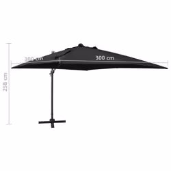vidaXL Cantilever Garden Parasol with Pole and LED Lights Umbrella Black - Additional view 10