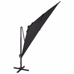 vidaXL Cantilever Garden Parasol with Pole and LED Lights Umbrella Black