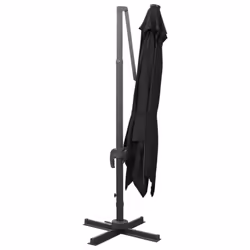 vidaXL Cantilever Garden Parasol with Pole and LED Lights Umbrella Black