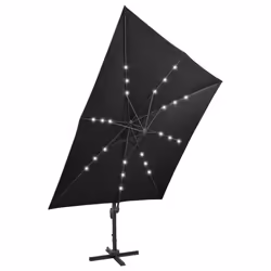 vidaXL Cantilever Garden Parasol with Pole and LED Lights Umbrella Black - Additional view 5