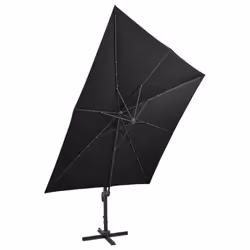 vidaXL Cantilever Garden Parasol with Pole and LED Lights Umbrella Black - Additional view 6