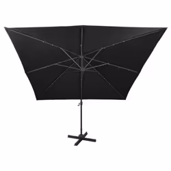 vidaXL Cantilever Garden Parasol with Pole and LED Lights Umbrella Black - Additional view 7