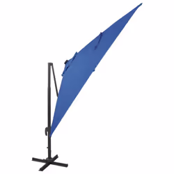 vidaXL Cantilever Garden Parasol with Pole and LED Lights Umbrella Azure Blue
