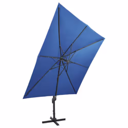 vidaXL Cantilever Garden Parasol with Pole and LED Lights Umbrella Azure Blue