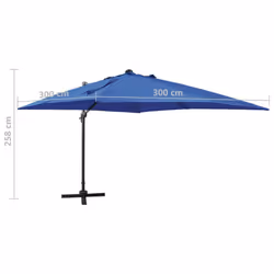 vidaXL Cantilever Garden Parasol with Pole and LED Lights Umbrella Azure Blue - Additional view 5