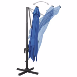 vidaXL Cantilever Garden Parasol with Pole and LED Lights Umbrella Azure Blue - Additional view 8