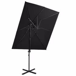 vidaXL Cantilever Garden Parasol with Double Top Canopy Outdoor Umbrella Black