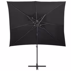 vidaXL Cantilever Garden Parasol with Double Top Canopy Outdoor Umbrella Black