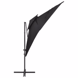 vidaXL Cantilever Garden Parasol with Double Top Canopy Outdoor Umbrella Black