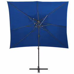 vidaXL Cantilever Garden Parasol with Double Top Outdoor Umbrella Azure Blue