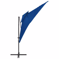 vidaXL Cantilever Garden Parasol with Double Top Outdoor Umbrella Azure Blue