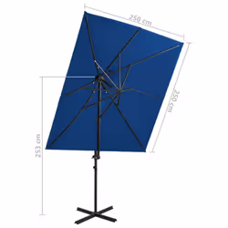 vidaXL Cantilever Garden Parasol with Double Top Outdoor Umbrella Azure Blue - Additional view 7
