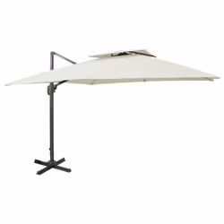 vidaXL Cantilever Umbrella with Double Top Garden Sunshade Outdoor Parasol - sand, 300 x 300 cm