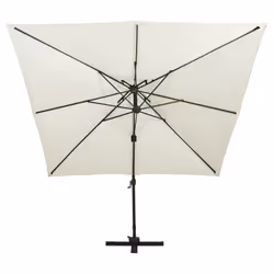 vidaXL Cantilever Umbrella with Double Top Garden Sunshade Outdoor Parasol - sand, 300 x 300 cm