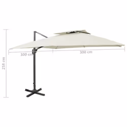 vidaXL Cantilever Umbrella with Double Top Garden Sunshade Outdoor Parasol - sand, 300 x 300 cm