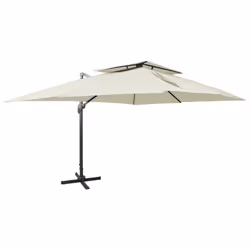 vidaXL Cantilever Umbrella with Double Top Garden Sunshade Outdoor Parasol - sand, 300 x 400 cm