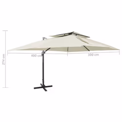 vidaXL Cantilever Umbrella with Double Top Garden Sunshade Outdoor Parasol - sand, 300 x 400 cm - Additional view 8
