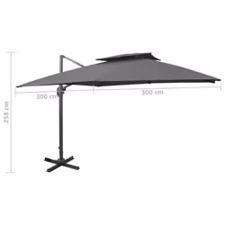 vidaXL Cantilever Umbrella with Double Top Garden Sunshade Outdoor Parasol - anthracite, 300 x 300 cm