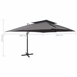 vidaXL Cantilever Umbrella with Double Top Garden Sunshade Outdoor Parasol - anthracite, 300 x 400 cm