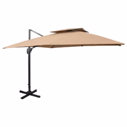 vidaXL Cantilever Umbrella with Double Top Garden Sunshade Outdoor Parasol - taupe, 300 x 300 cm