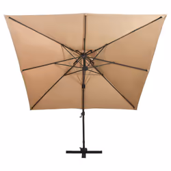 vidaXL Cantilever Umbrella with Double Top Garden Sunshade Outdoor Parasol - taupe, 300 x 300 cm