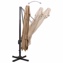 vidaXL Cantilever Umbrella with Double Top Garden Sunshade Outdoor Parasol - taupe, 300 x 300 cm - Additional view 4