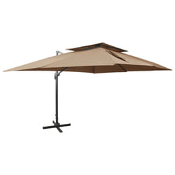 vidaXL Cantilever Umbrella with Double Top Garden Sunshade Outdoor Parasol - taupe, 300 x 400 cm