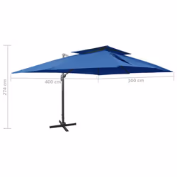 vidaXL Cantilever Garden Parasol with Double Top Outdoor Umbrella Azure Blue - Additional view 10
