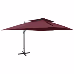 vidaXL Cantilever Umbrella with Double Top Garden Sunshade Outdoor Parasol - bordeaux red, 300 x 400 cm