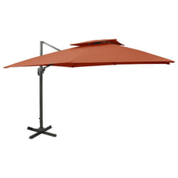 vidaXL Cantilever Garden Parasol with Double Top Outdoor Umbrella Terracotta