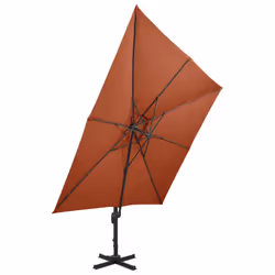 vidaXL Cantilever Garden Parasol with Double Top Outdoor Umbrella Terracotta
