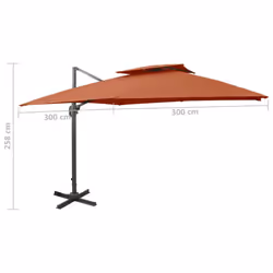 vidaXL Cantilever Garden Parasol with Double Top Outdoor Umbrella Terracotta