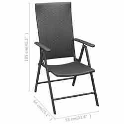 VidaXL 313105 outdoor chair Terrace Aluminium, Polyrattan Black - Additional view 7
