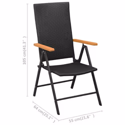 VidaXL 313106 outdoor chair Terrace Aluminium, Polyrattan Black - Additional view 6
