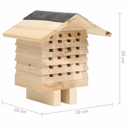 vidaXL Solid Firwood Bee Hotel Garden Wooden Insect House Mason Bee Nest Box - Additional view 8