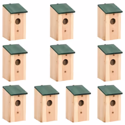 vidaXL 10x Solid Firwood Bird Houses Garden Wooden Nesting Box Habitat House
