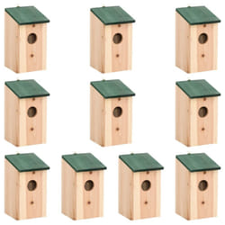vidaXL 10x Solid Firwood Bird Houses Garden Wooden Nesting Box Habitat House