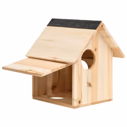 vidaXL Solid Firwood Squirrel House Garden Wooden Holder Peanut Butter Feeder