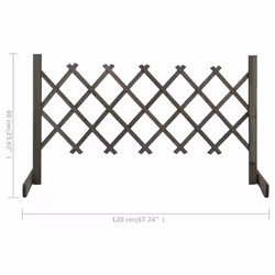 vidaXL Solid Firwood Garden Trellis Fence Grey 120x60 cm Extending Barrier - Additional view 6