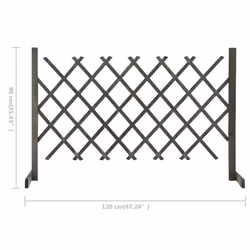vidaXL Solid Firwood Garden Trellis Fence Grey 120x90 cm Extending Barrier - Additional view 6