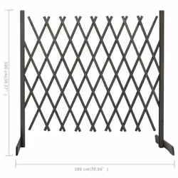 vidaXL Solid Firwood Garden Trellis Fence Grey 180x100 cm Extending Barrier - Additional view 6