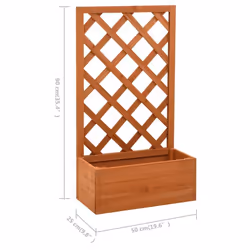 vidaXL Solid Firwood Garden Trellis Planter Orange Planter Pot Raised Bed - Additional view 5