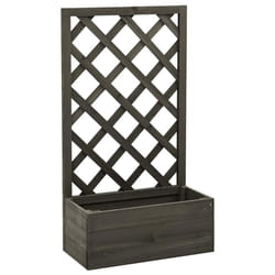 vidaXL Solid Firwood Garden Trellis Planter Grey Wooden Planter Pot Raised Bed