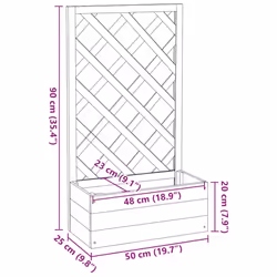 vidaXL Solid Firwood Garden Trellis Planter Grey Wooden Planter Pot Raised Bed