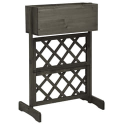 vidaXL Solid Firwood Garden Trellis Planter Grey Flower Raised Bed Box Home