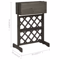 vidaXL Solid Firwood Garden Trellis Planter Grey Flower Raised Bed Box Home - Additional view 5