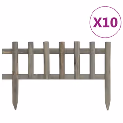vidaXL 10x Firwood Lawn Edgings 4.4 m Garden Border Panel Fence Home Barrier