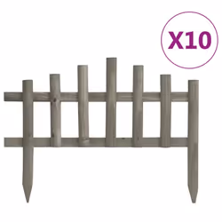 vidaXL 10x Firwood Lawn Edgings 4.4 m Border Panel Fence Barrier Home Garden