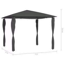vidaXL Gazebo with Post Covers Anthracite 160 g/mÂ² Garden Sunshade Shelter - Additional view 3