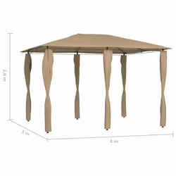 vidaXL Gazebo with Post Covers Taupe 160 g/mÂ² Shelter Garden Pavilion Tent - Additional view 3